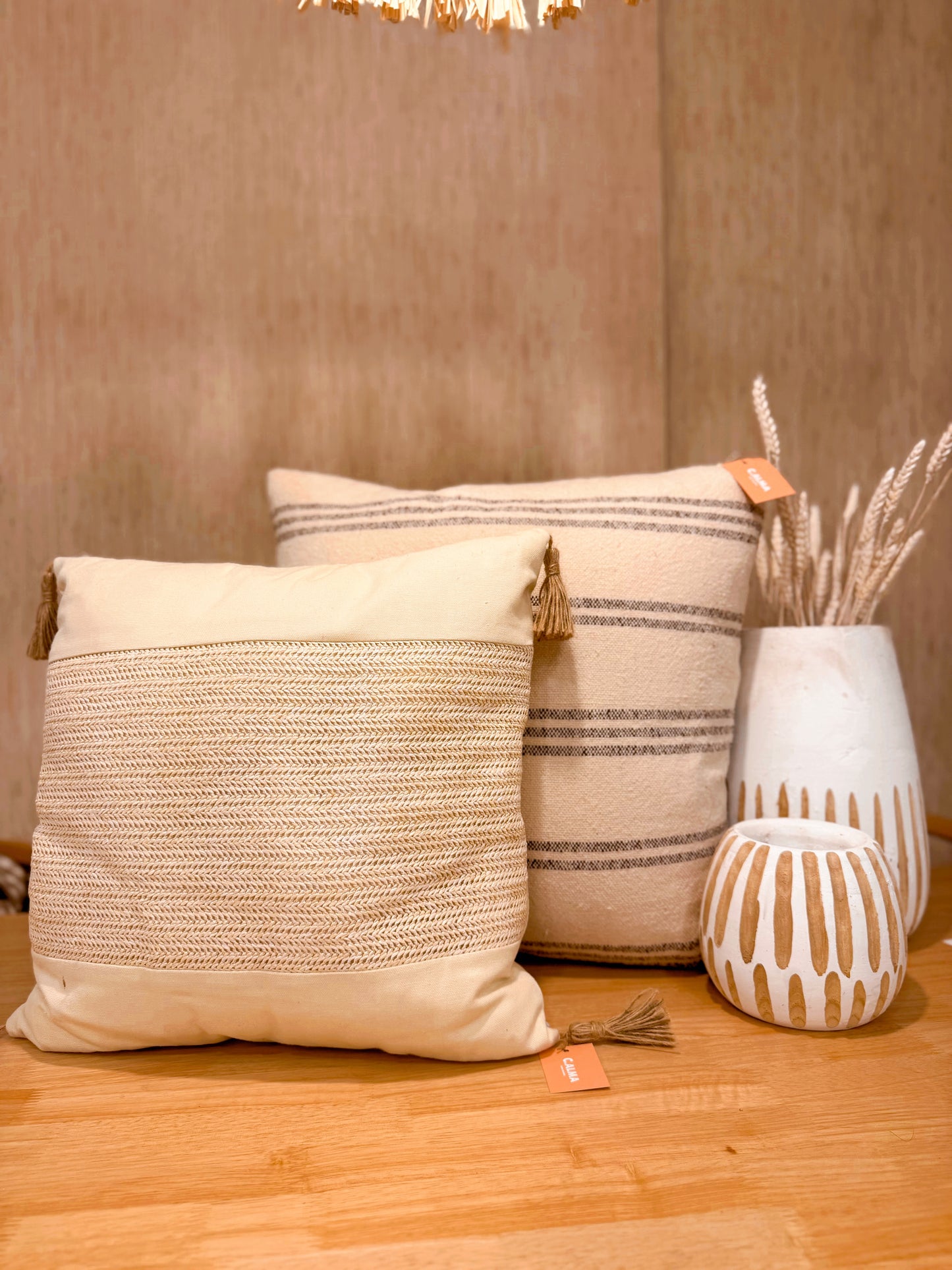 Almofada bege/palhinha