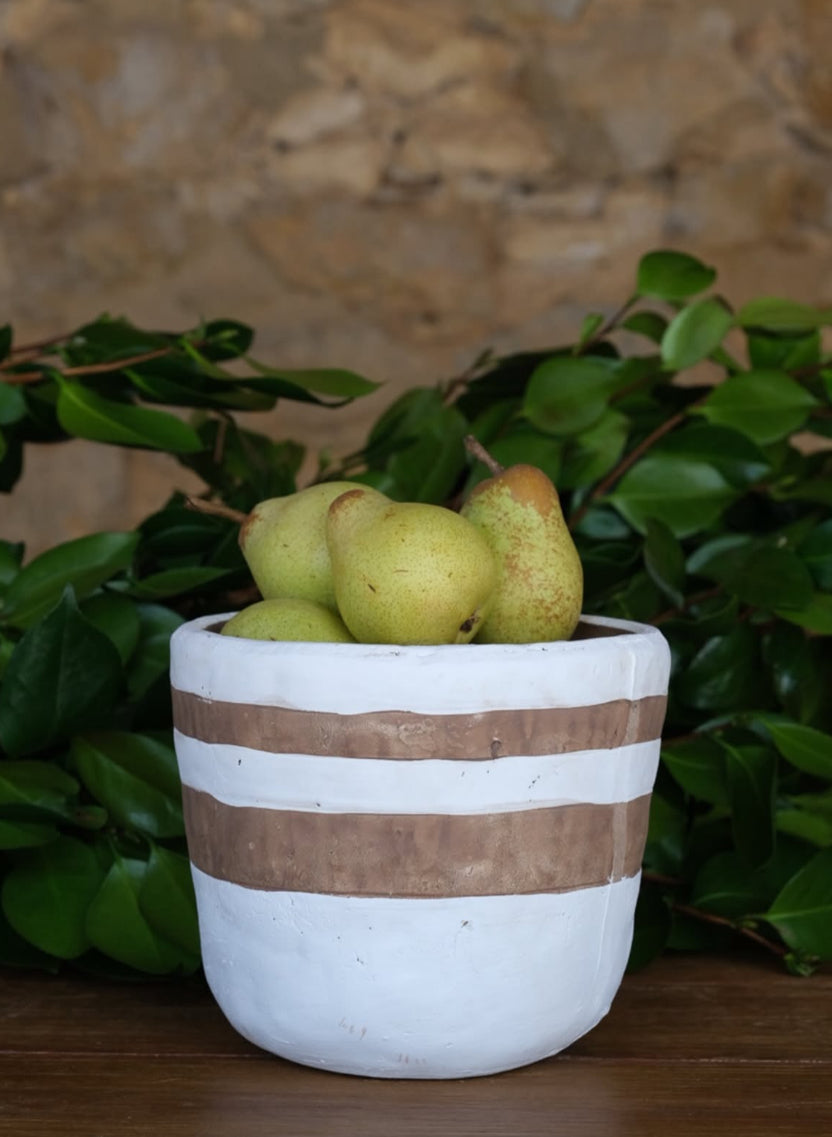 Vaso riscas castanhas