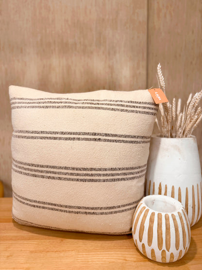 Almofada riscas bege/castanho