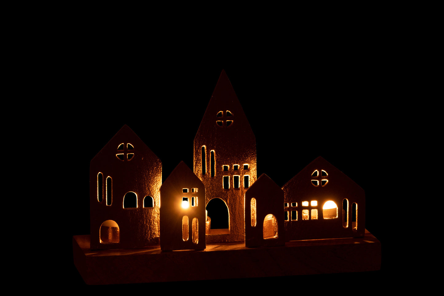 Suporte para velas casas douradas