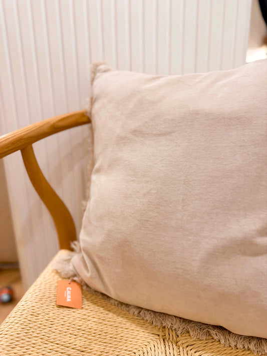 Almofada veludo bege/cinza